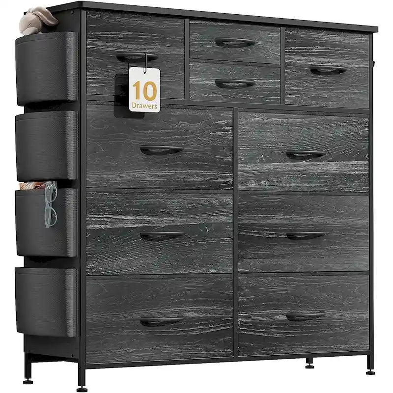 Commode à 10 tiroirs en tissu, tour de rangement pour chambre à coucher