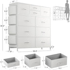 Commode à 10 tiroirs en tissu, tour de rangement pour chambre à coucher