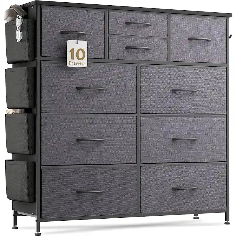 Commode à 10 tiroirs en tissu, tour de rangement pour chambre à coucher