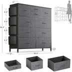 Commode à 10 tiroirs en tissu, tour de rangement pour chambre à coucher