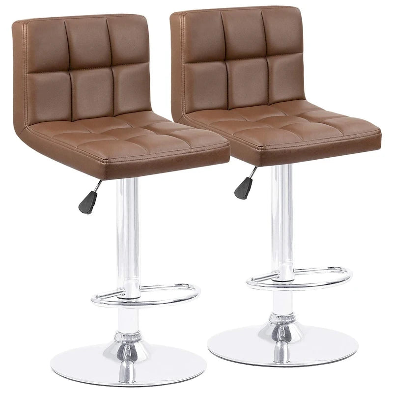 Tabourets de bar pivotants sans accoudoirs, réglables, en cuir PU, lot de 2