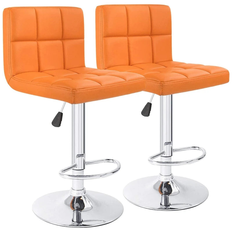 Tabourets de bar pivotants sans accoudoirs, réglables, en cuir PU, lot de 2