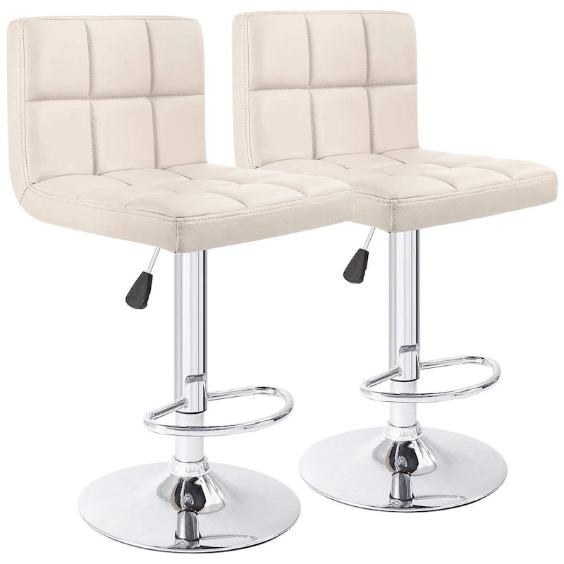 Tabourets de bar pivotants sans accoudoirs, réglables, en cuir PU, lot de 2