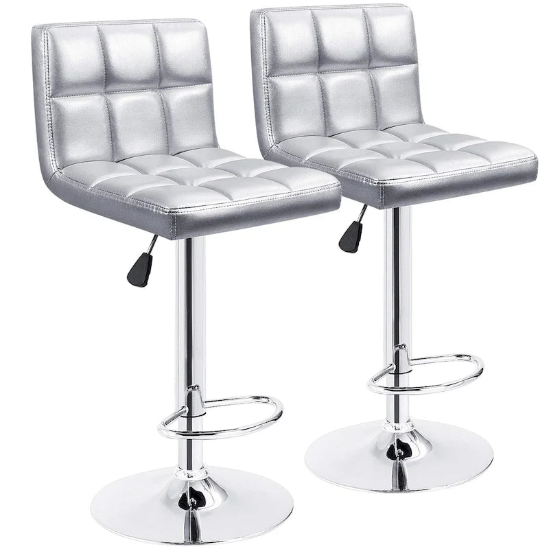 Tabourets de bar pivotants sans accoudoirs, réglables, en cuir PU, lot de 2