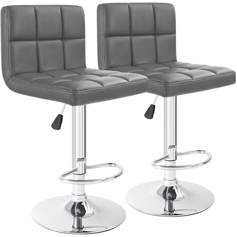 Tabourets de bar pivotants sans accoudoirs, réglables, en cuir PU, lot de 2