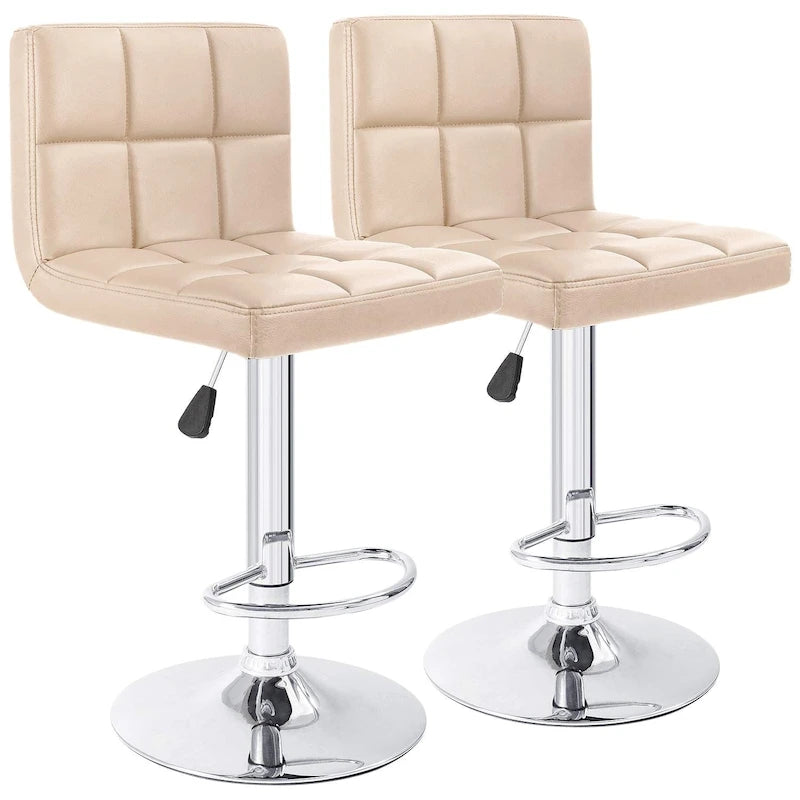 Tabourets de bar pivotants sans accoudoirs, réglables, en cuir PU, lot de 2