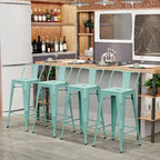 Ensemble de 4 tabourets de bar en métal, tabourets de bar à dossier bas pour intérieur/extérieur