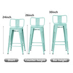 Ensemble de 4 tabourets de bar en métal, tabourets de bar à dossier bas pour intérieur/extérieur