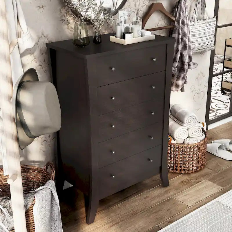 Commode verticale Vem Transitional Espresso à 5 tiroirs de Furniture of America