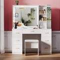Ensemble coiffeuse avec miroir lumineux, coiffeuse extra large avec 7 tiroirs, blanche