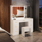Ensemble coiffeuse avec miroir lumineux, coiffeuse extra large avec 7 tiroirs, blanche