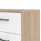 Porche et coin détente : structure en chêne et commode double blanche à 8 tiroirs