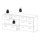 Porche et coin détente : structure en chêne et commode double blanche à 8 tiroirs