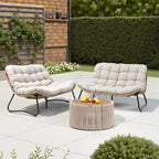 Fauteuil Papasan double deux places avec coussin, en rotin PE résistant aux intempéries et structure en métal pour intérieur et extérieur