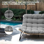 Fauteuil Papasan double deux places avec coussin, en rotin PE résistant aux intempéries et structure en métal pour intérieur et extérieur