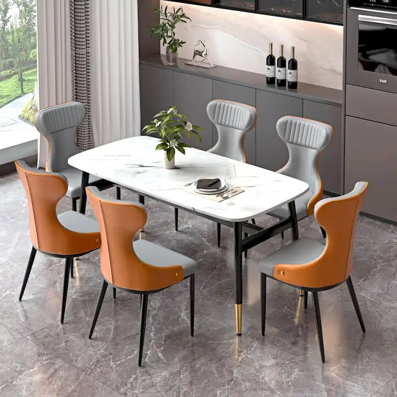 Fauteuils de salle à manger modernes à oreilles, fauteuil d'appoint sans accoudoirs avec dossier capitonné (lot de 2) - Non disponible