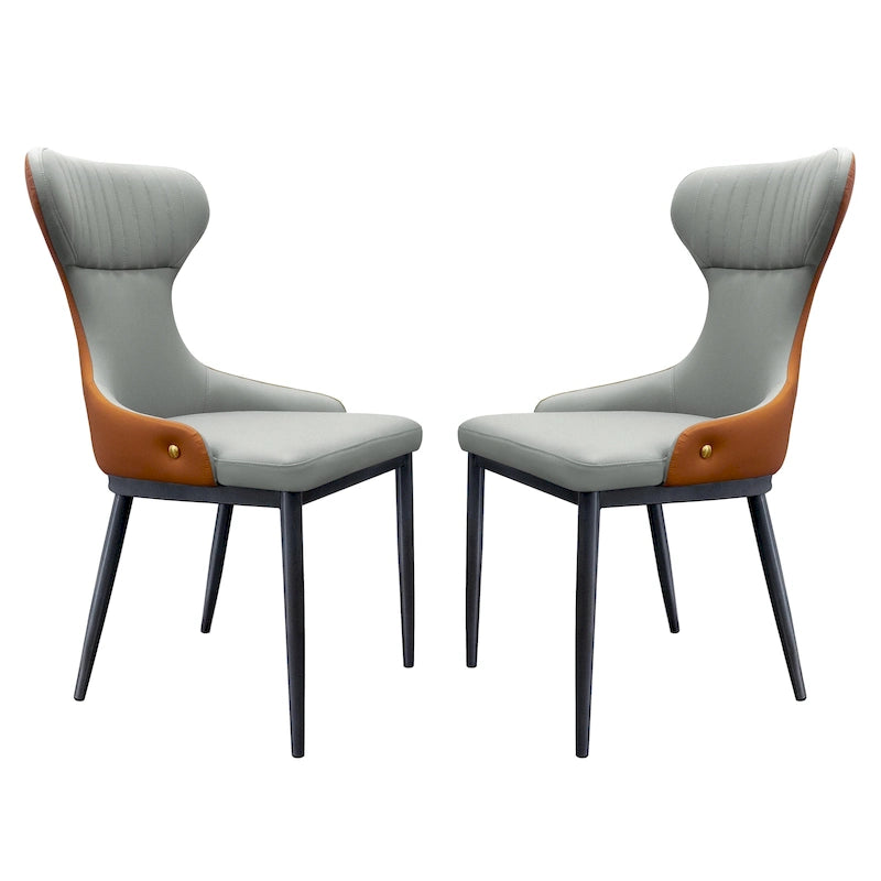 Fauteuils de salle à manger modernes à oreilles, fauteuil d'appoint sans accoudoirs avec dossier capitonné (lot de 2) - Non disponible
