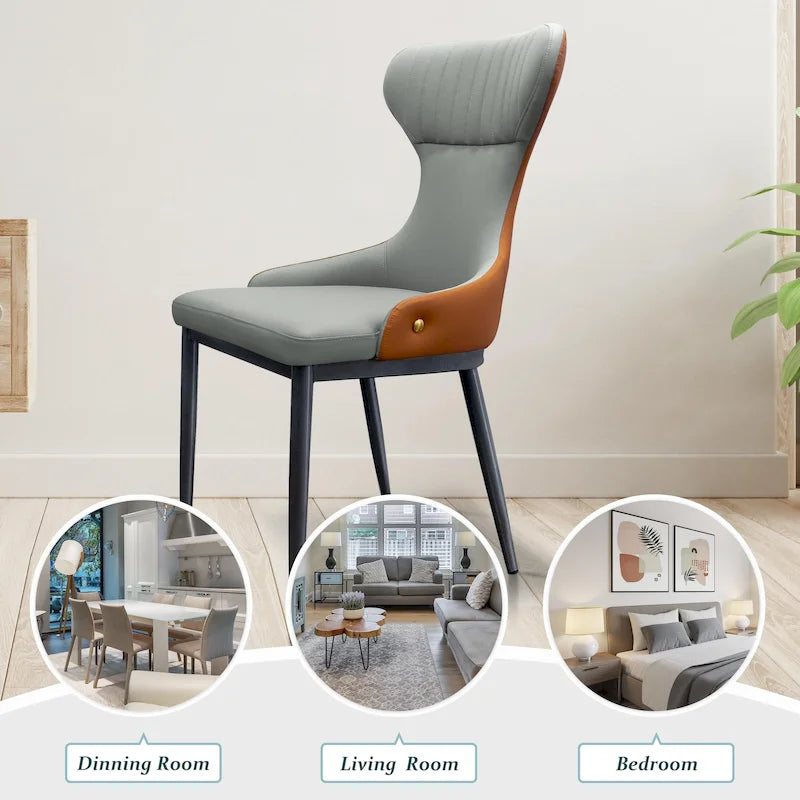 Fauteuils de salle à manger modernes à oreilles, fauteuil d'appoint sans accoudoirs avec dossier capitonné (lot de 2) - Non disponible