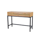 Table console moderne de style ferme COZAYH 44 avec façade tissée et canapé