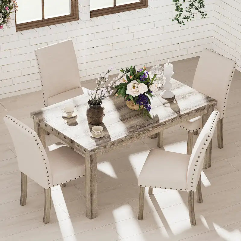 Ensemble de salle à manger Morden Fort Farmhouse, table rectangulaire et chaises, 5 pièces