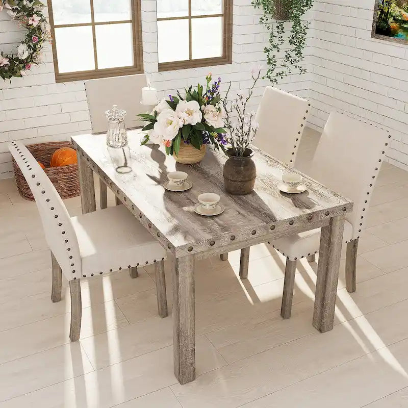 Ensemble de salle à manger Morden Fort Farmhouse, table rectangulaire et chaises, 5 pièces
