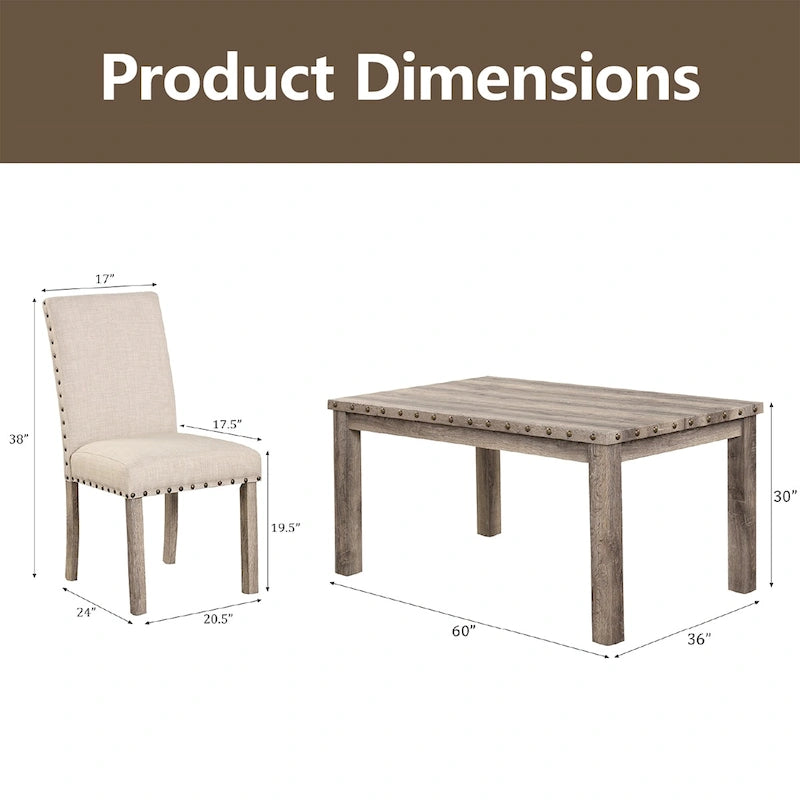 Ensemble de salle à manger Morden Fort Farmhouse, table rectangulaire et chaises, 5 pièces
