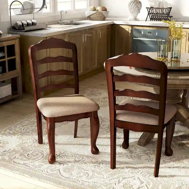 Chaises de salle à manger traditionnelles Shak en bois à dossier échelle (ensemble de 2) par Furniture of America