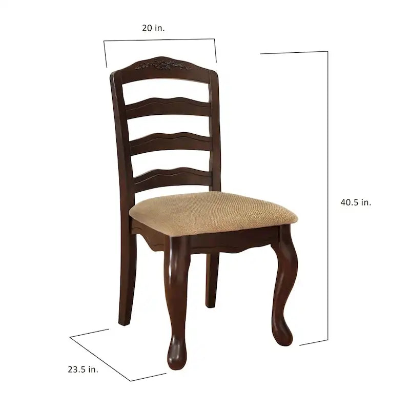 Chaises de salle à manger traditionnelles Shak en bois à dossier échelle (ensemble de 2) par Furniture of America