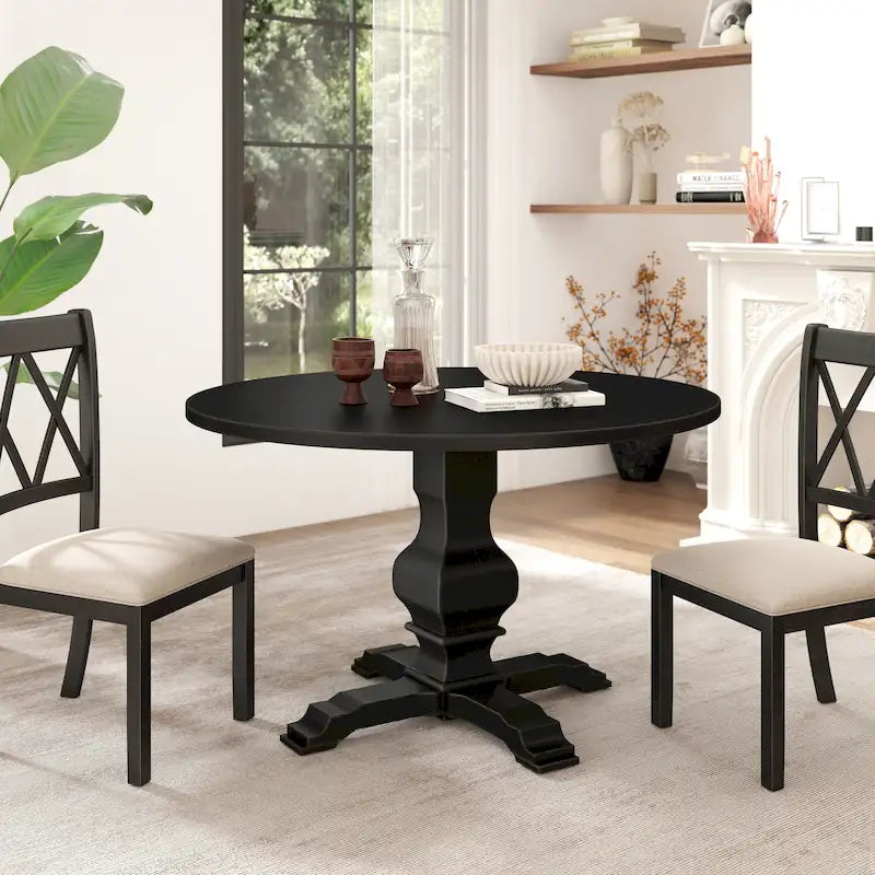 Table de salle à manger ronde à pied central Roundhill Furniture Havre - Non disponible