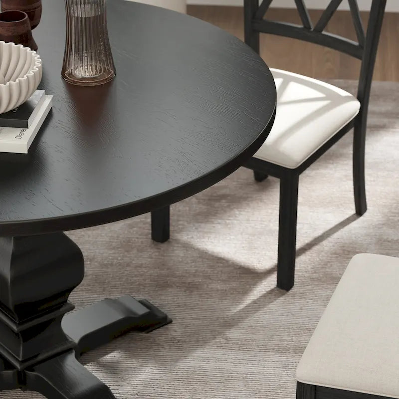 Table de salle à manger ronde à pied central Roundhill Furniture Havre - Non disponible