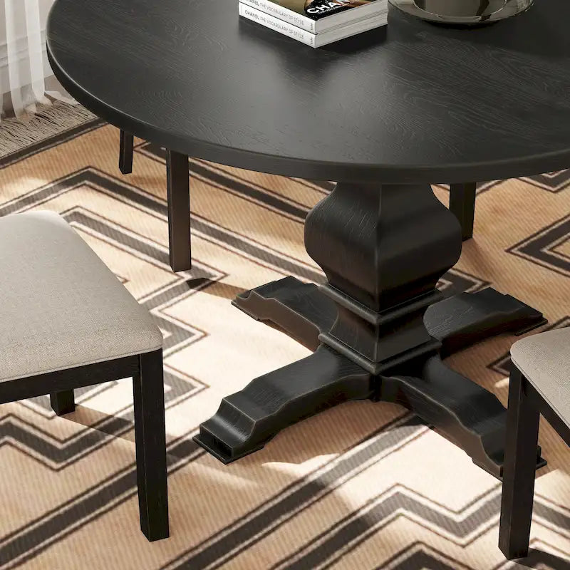 Table de salle à manger ronde à pied central Roundhill Furniture Havre - Non disponible