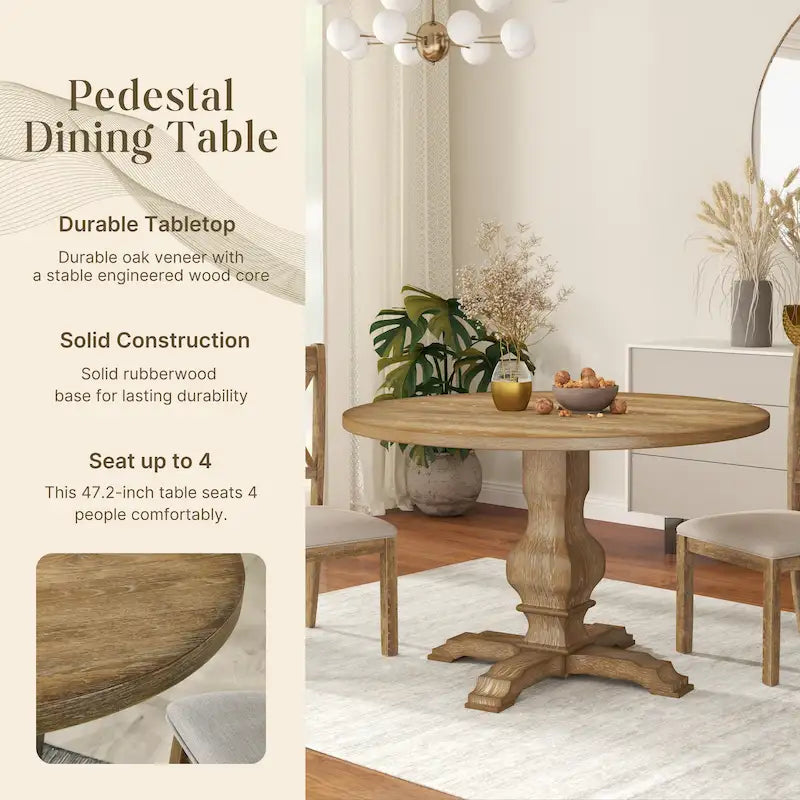 Table de salle à manger ronde à pied central Roundhill Furniture Havre - Non disponible