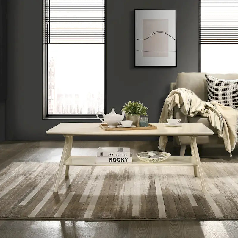 Table basse en bois avec étagère Arona de Roundhill Furniture, style moderne du milieu du siècle