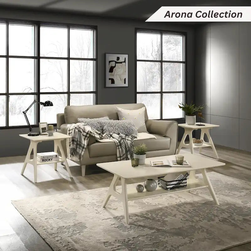 Table basse en bois avec étagère Arona de Roundhill Furniture, style moderne du milieu du siècle