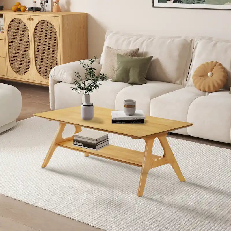 Table basse en bois avec étagère Arona de Roundhill Furniture, style moderne du milieu du siècle