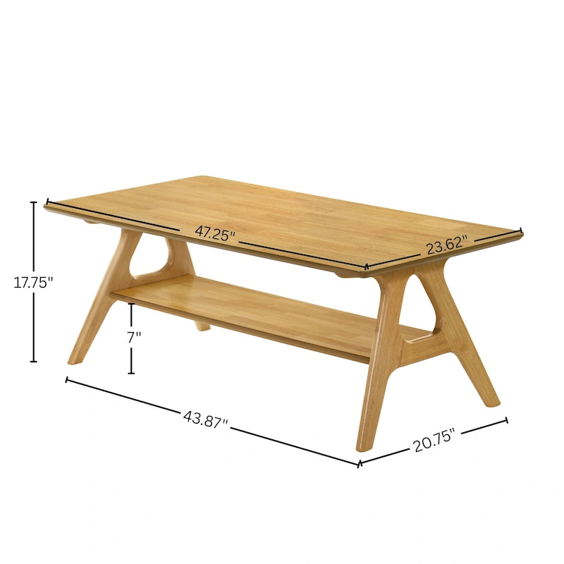 Table basse en bois avec étagère Arona de Roundhill Furniture, style moderne du milieu du siècle