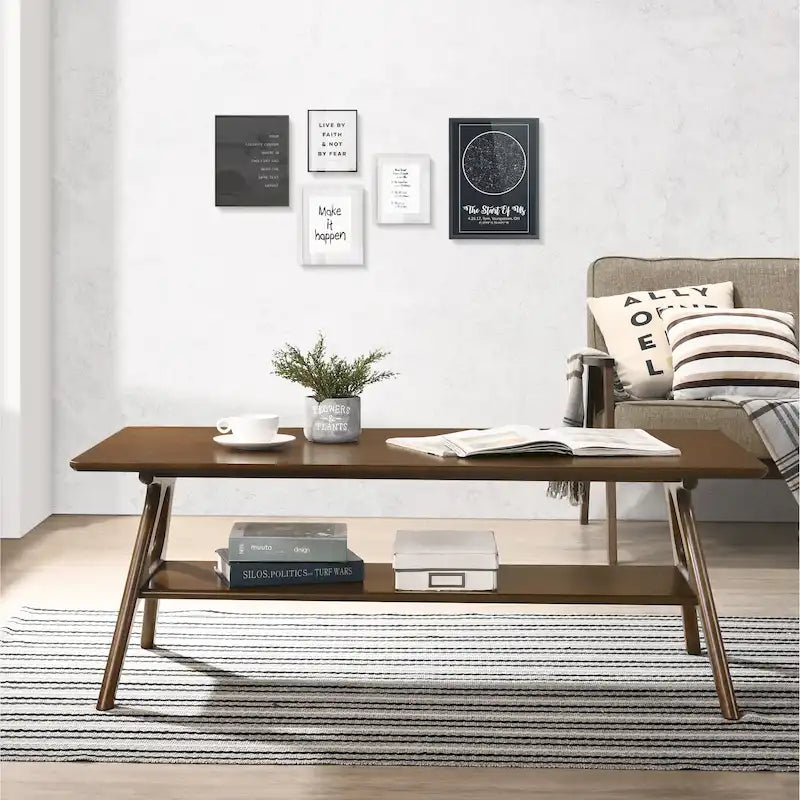 Table basse en bois avec étagère Arona de Roundhill Furniture, style moderne du milieu du siècle