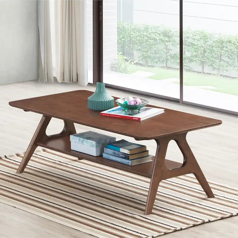 Table basse en bois avec étagère Arona de Roundhill Furniture, style moderne du milieu du siècle