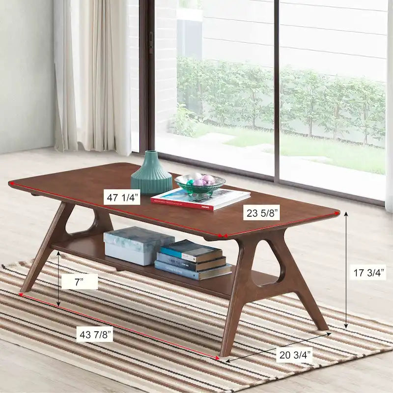 Table basse en bois avec étagère Arona de Roundhill Furniture, style moderne du milieu du siècle