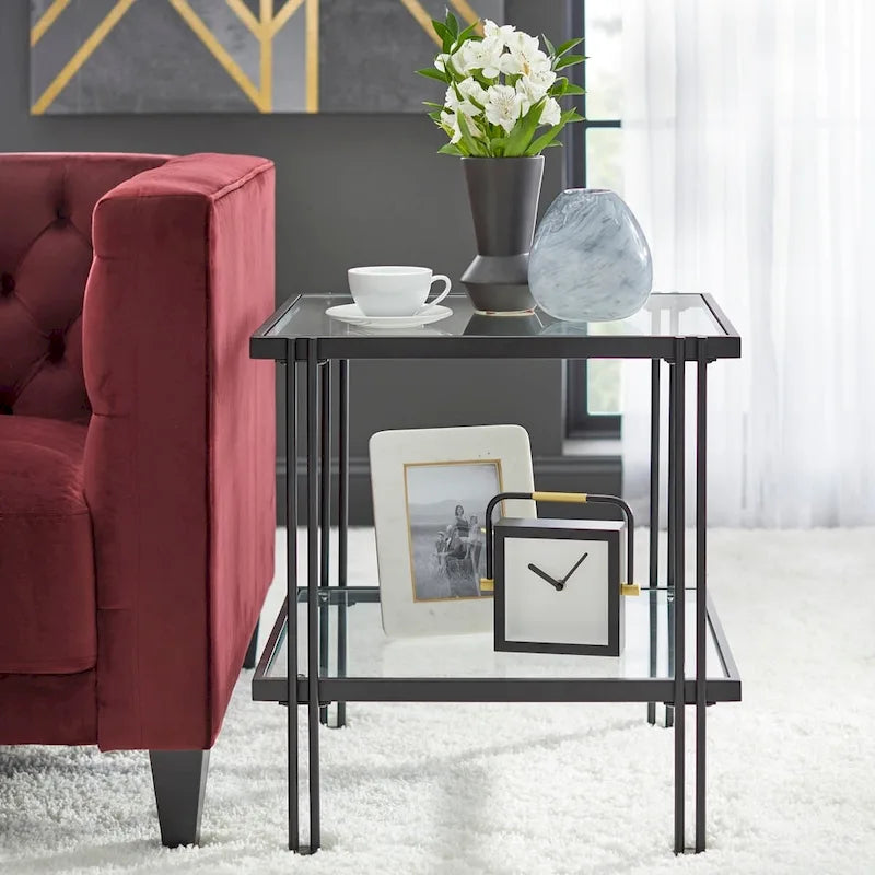 Table d'appoint Lifestorey Folio en métal et verre
