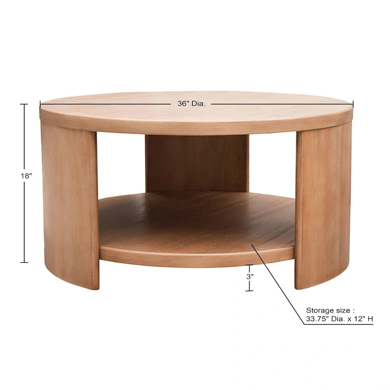 Table basse ronde Skye avec étagère INK+IVY