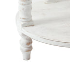 Table d'appoint ronde avec rangement, modèle Dullahan Road de Gray Barn, en bois blanc vieilli et naturel.