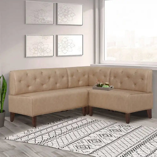 Banc d'angle moderne de style ferme, recouvert de similicuir/tissu Allard