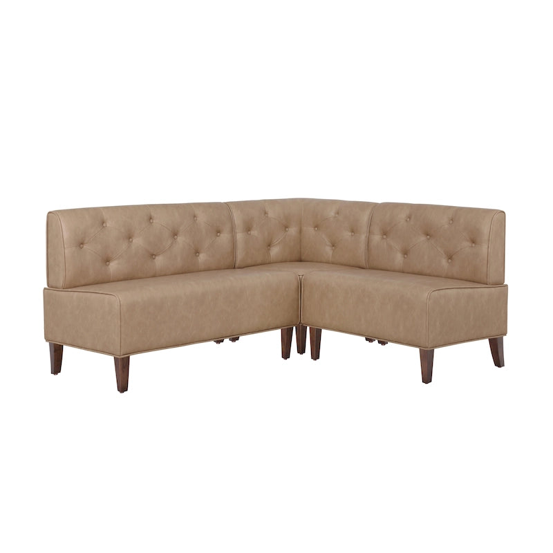 Banc d'angle moderne de style ferme, recouvert de similicuir/tissu Allard