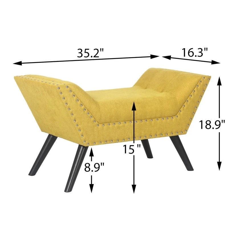 Pouf de lit contemporain Adeco moderne recouvert de tissu, banc d'appoint