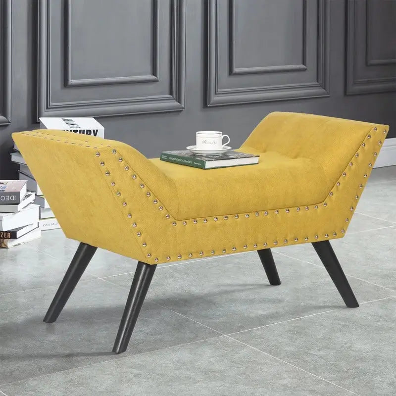 Pouf de lit contemporain Adeco moderne recouvert de tissu, banc d'appoint