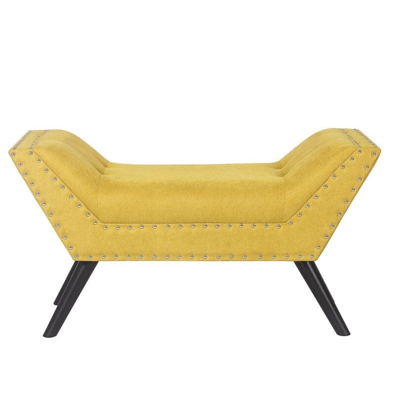 Pouf de lit contemporain Adeco moderne recouvert de tissu, banc d'appoint