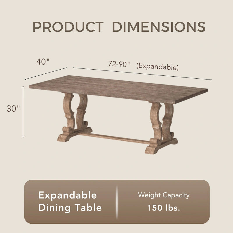 Table de salle à manger extensible en bois Gray Barn Windswept Rustic de 90 pouces