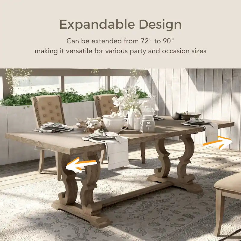 Table de salle à manger extensible en bois Gray Barn Windswept Rustic de 90 pouces