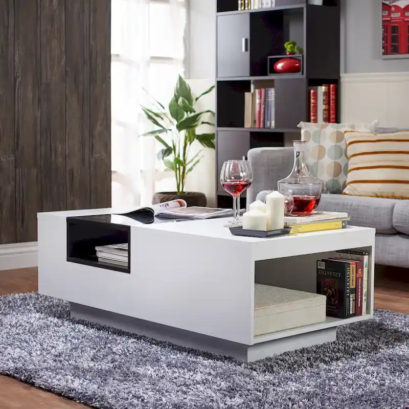 Table basse contemporaine blanche Zace à 3 étagères de 47 pouces par Furniture of America